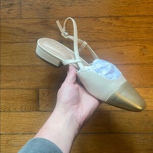 Kelly & Katie Women's Cream and Gold Slingback Shoes